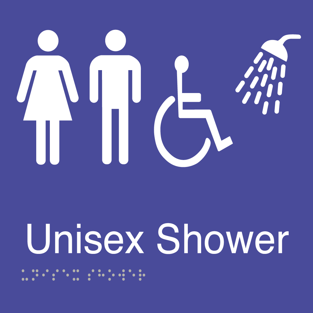 Unisex Shower Braille Sign BCM Signs