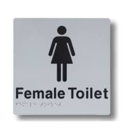 Female toilet Braille sign.