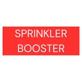 Sprinkler booster sign red white